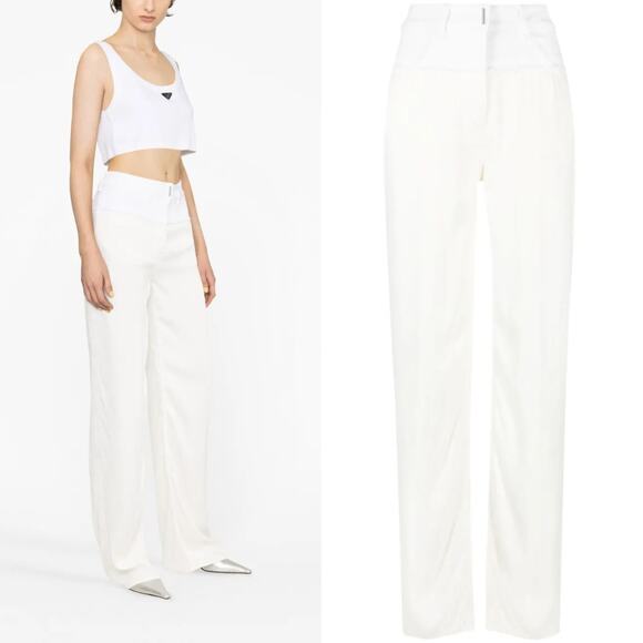 Givenchy Double Fabric Patchwork High-Waisted Trousers Ivory White Size 29 - Picture 3 of 16